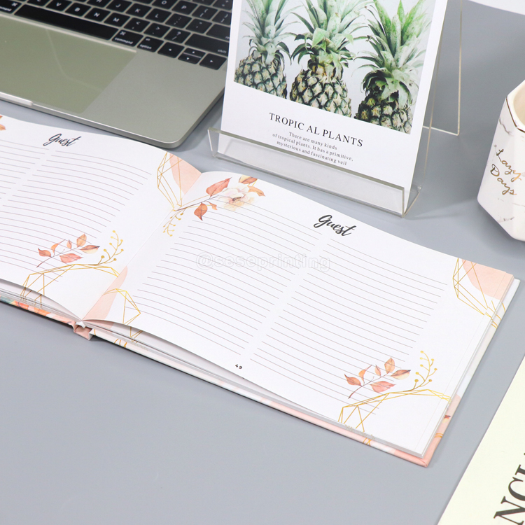 OEM Custom Memory Signed Guestbook Hot Stamping Hardcover Wedding Guest Book 8