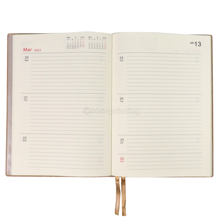 Custom A5 Leather Journal Printed Daily Monthly Planner Notebook 8