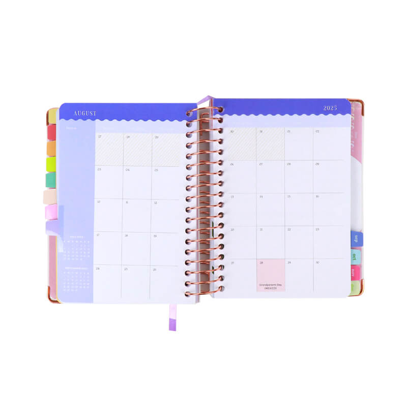 Custom Printing Spiral Monthly Pocket Agenda Planner with Tabs 7