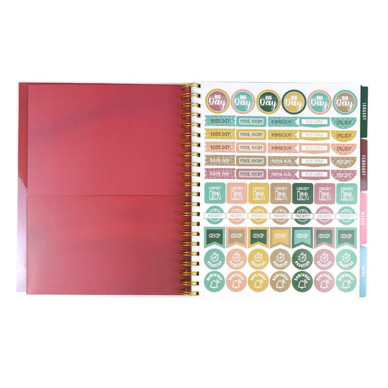 Students Weekly Journal Printing Wire Coil Planner with Stickers 7