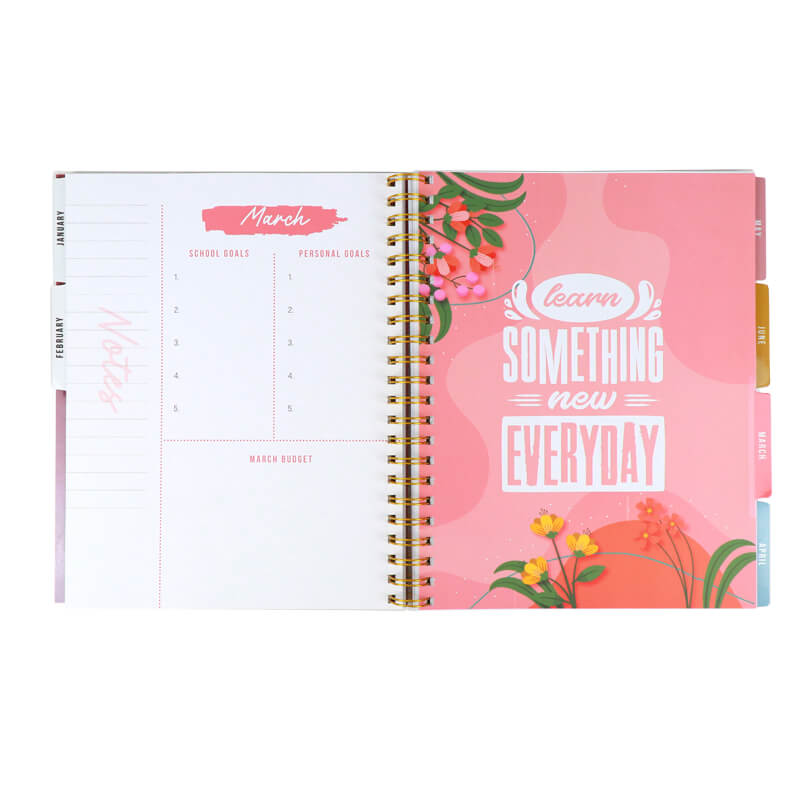 Students Weekly Journal Printing Wire Coil Planner with Stickers 8