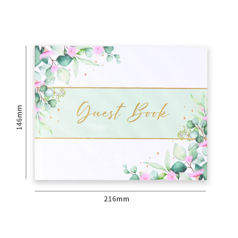 Custom Size Gold Stamping Journal Printing Hardcover Wedding Guest Book 6