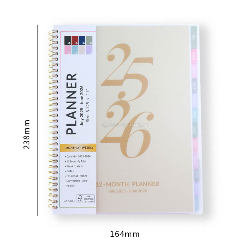 12 Month Planner Spiral PVC Cover Weekly Schedule Agenda Planner 6