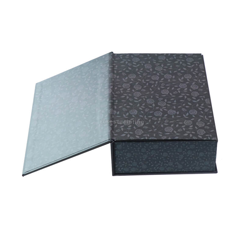 Black Base Paper and White Text Hardcover Books with Patterned Sprayed Edges and Endpapers 7