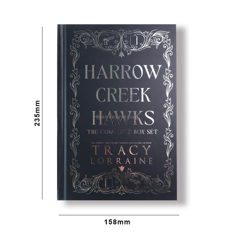 Black Base Paper and White Text Hardcover Books with Patterned Sprayed Edges and Endpapers 6