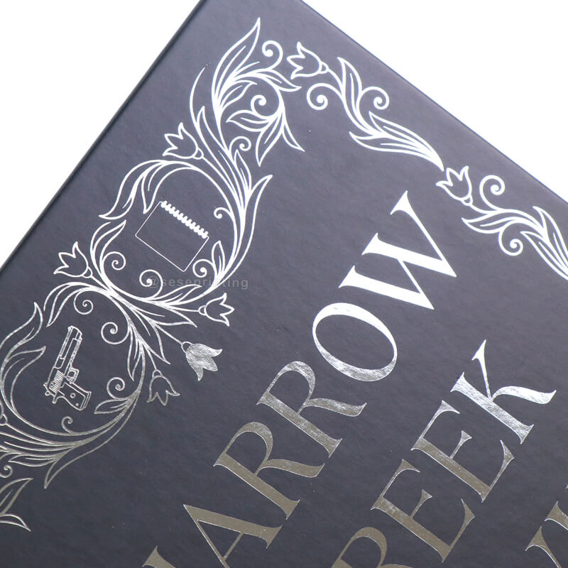 Black Base Paper and White Text Hardcover Books with Patterned Sprayed Edges and Endpapers 9