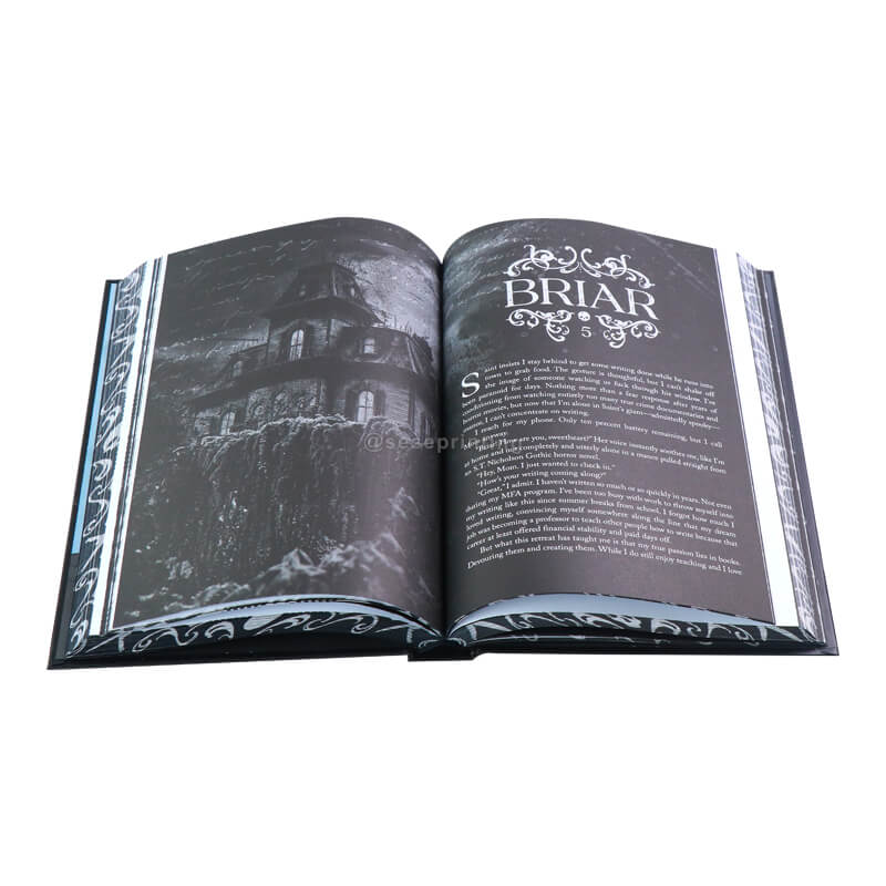 Hardback with Special Endpapers, Silver Foiled Case Laminate Cover, And Printed Edges 8