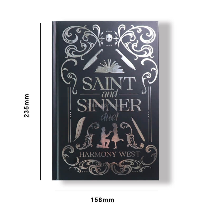 Hardback with Special Endpapers, Silver Foiled Case Laminate Cover, And Printed Edges 6