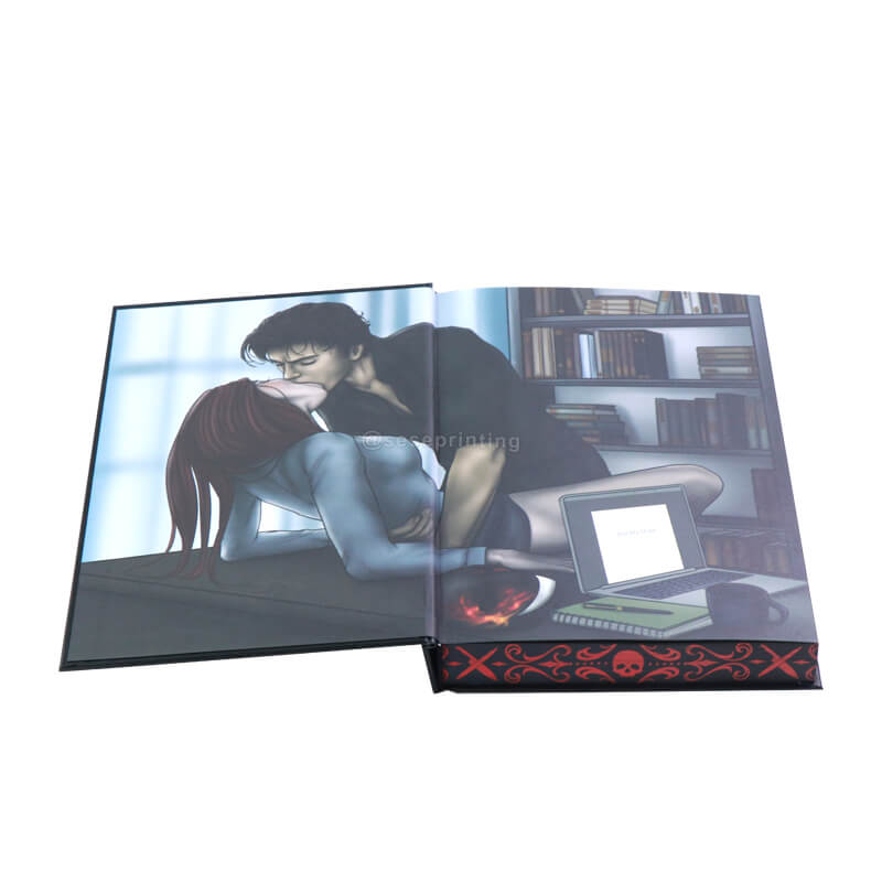 Black and White Print Interior Fiction with Foiled Hardcase, Color End Pages, Custom Sprayed Edges 7