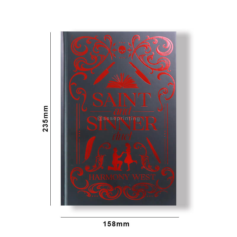 Black and White Print Interior Fiction with Foiled Hardcase, Color End Pages, Custom Sprayed Edges 6