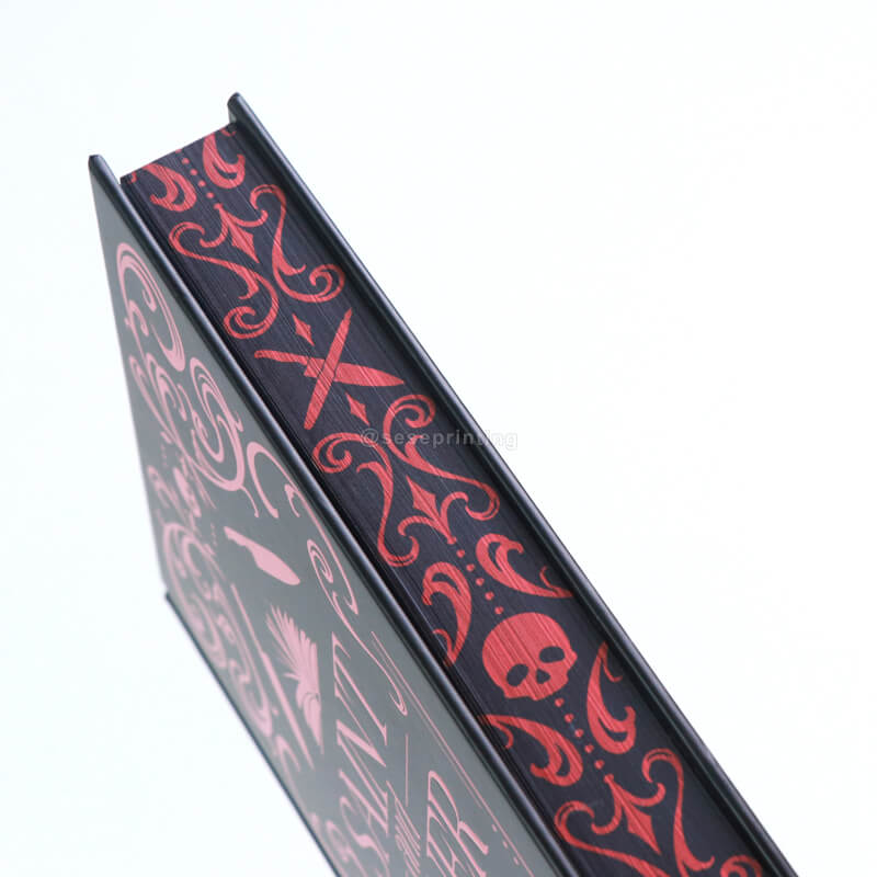 Black and White Print Interior Fiction with Foiled Hardcase, Color End Pages, Custom Sprayed Edges 10