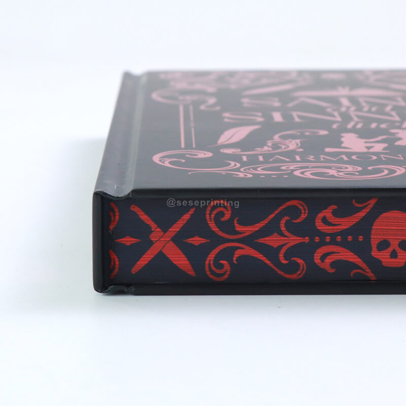 Black and White Print Interior Fiction with Foiled Hardcase, Color End Pages, Custom Sprayed Edges 11