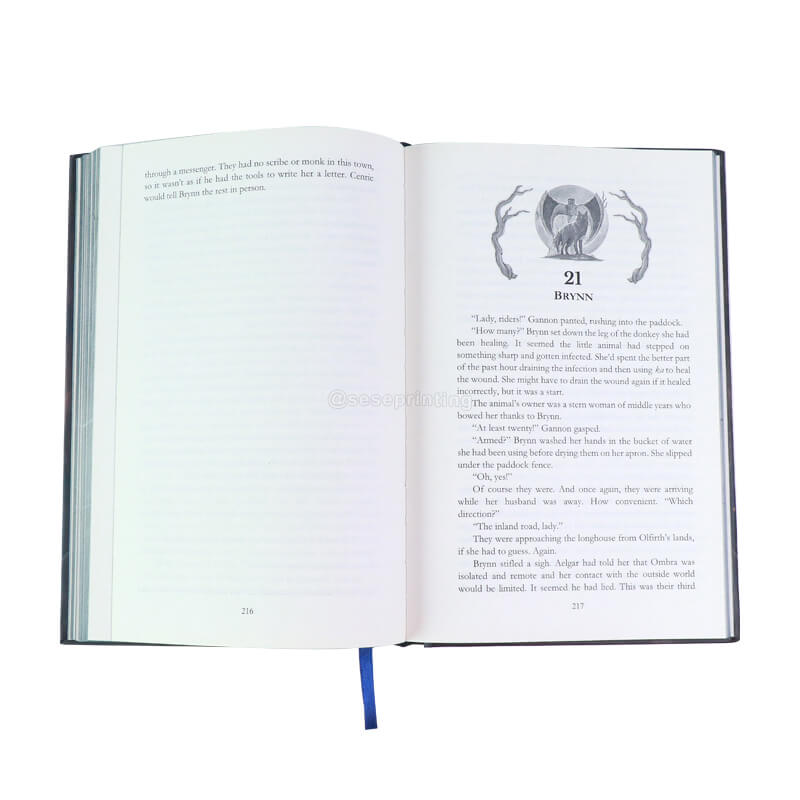 Matte Lamination Hardcover Books with Sprayed Edges and Ribbon Bookmark 7