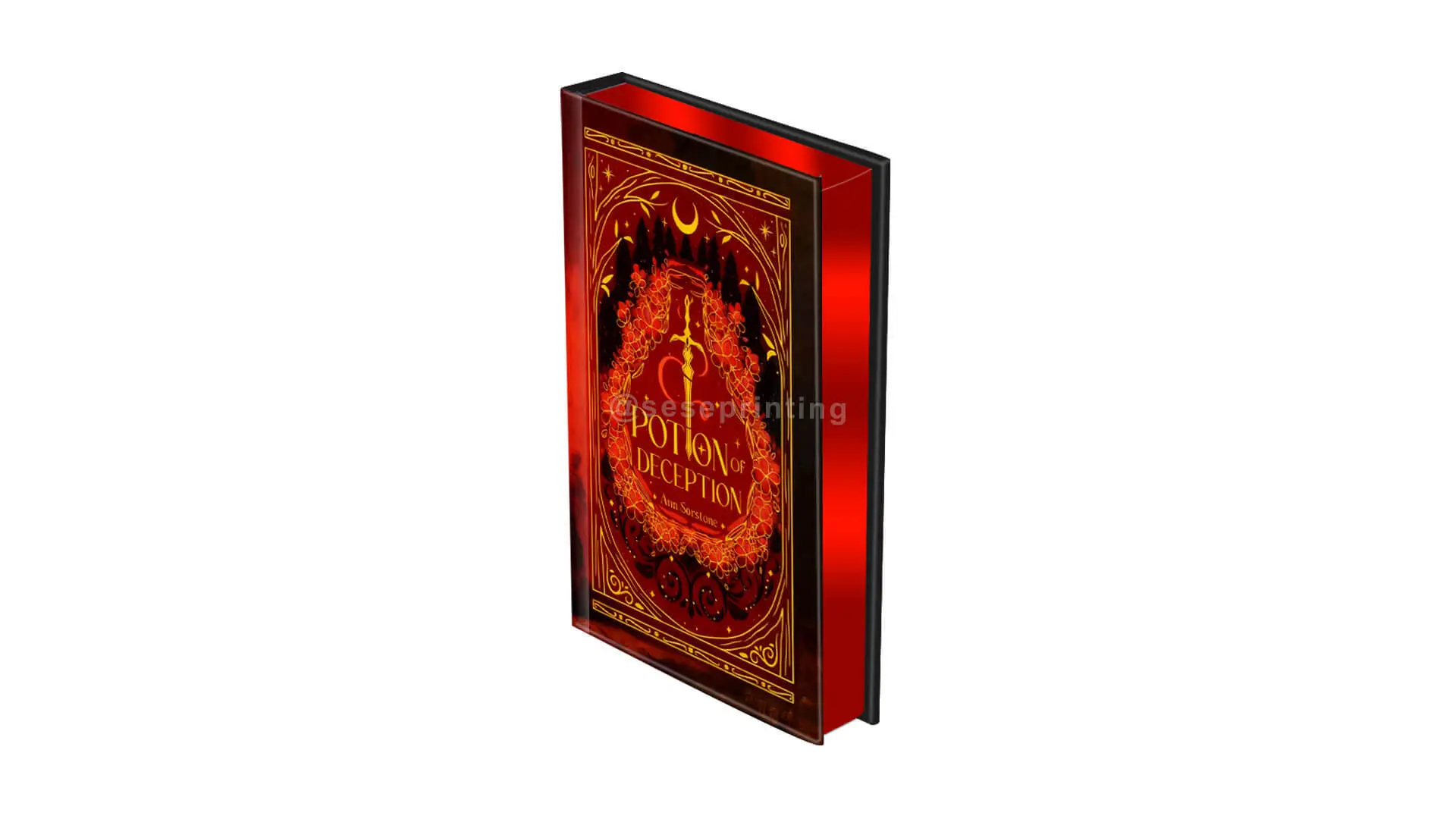 Hardcover Fiction Book with Gold Foiling on the Cover, Custom Sprayed Edges 1
