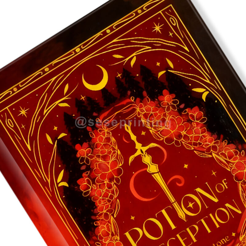 Hardcover Fiction Book with Gold Foiling on the Cover, Custom Sprayed Edges 8