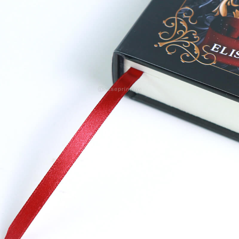 White Paper Hardcover Books with Matte Lamination, Dust Jacket, and Plain Coloured Ribbon 10