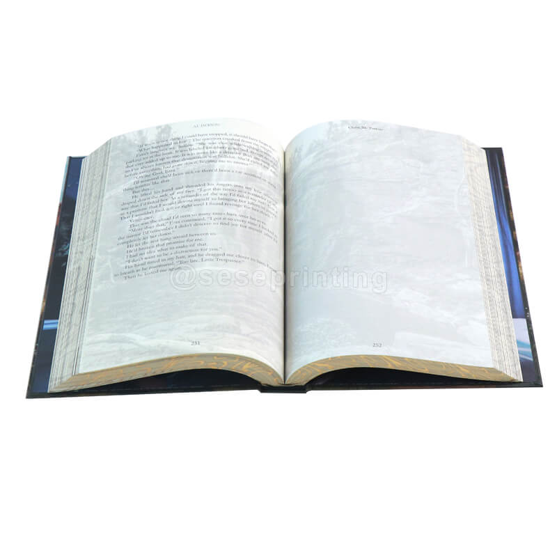 Hardcover Fantasy Book with Gold Foiling on Cover, Laser Engraving Edges, and Endpapers 8