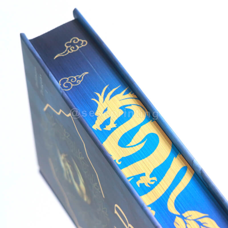 Hardcover Book with Printed Endpapers, Black Head and Tail Bands, and Pattern Sprayed Edges 10