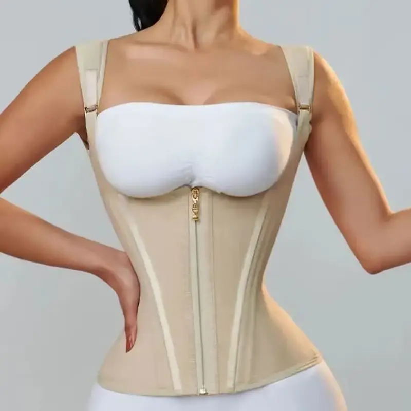 Tummy Control Fajas Waist Trainer Golden Zipper Plus Size Girdle Corset Shapewear 1