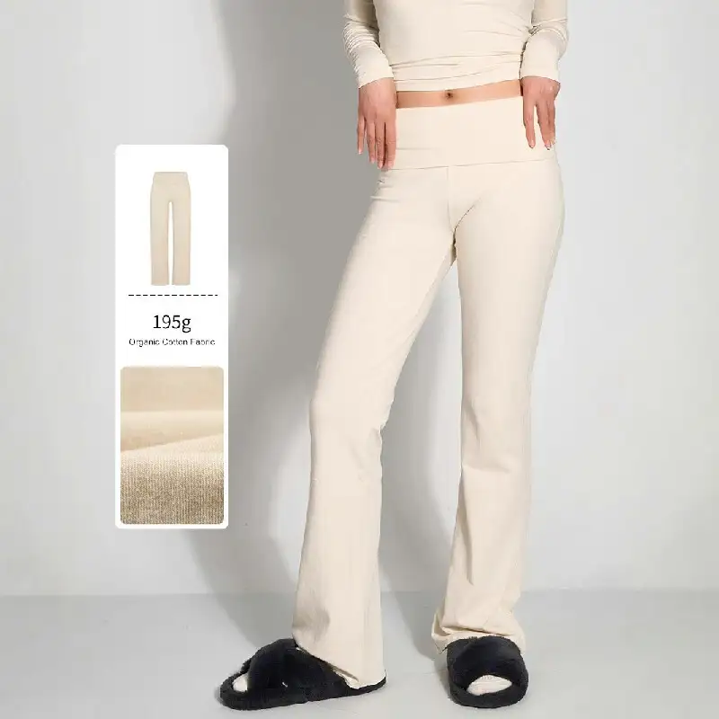 High Waist Cotton Jersey Flared Leggings & Pants Slim Fit Stretch Yoga Trousers 1