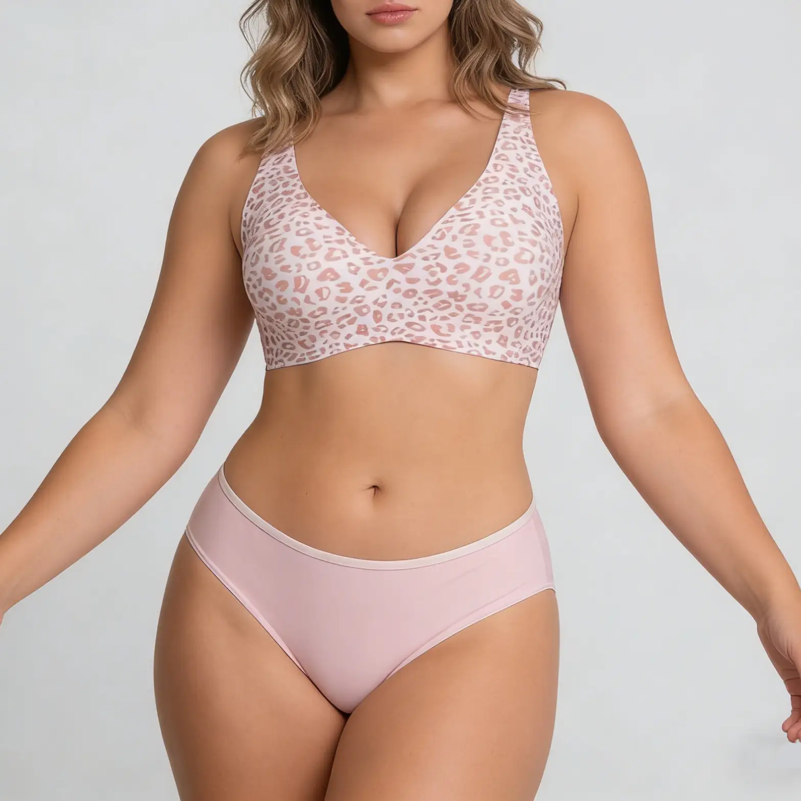 Sutiã Plus Size Push-Up Sem Aro, em Gelatina, com Decote em V e Sem Costura para Mulheres 1