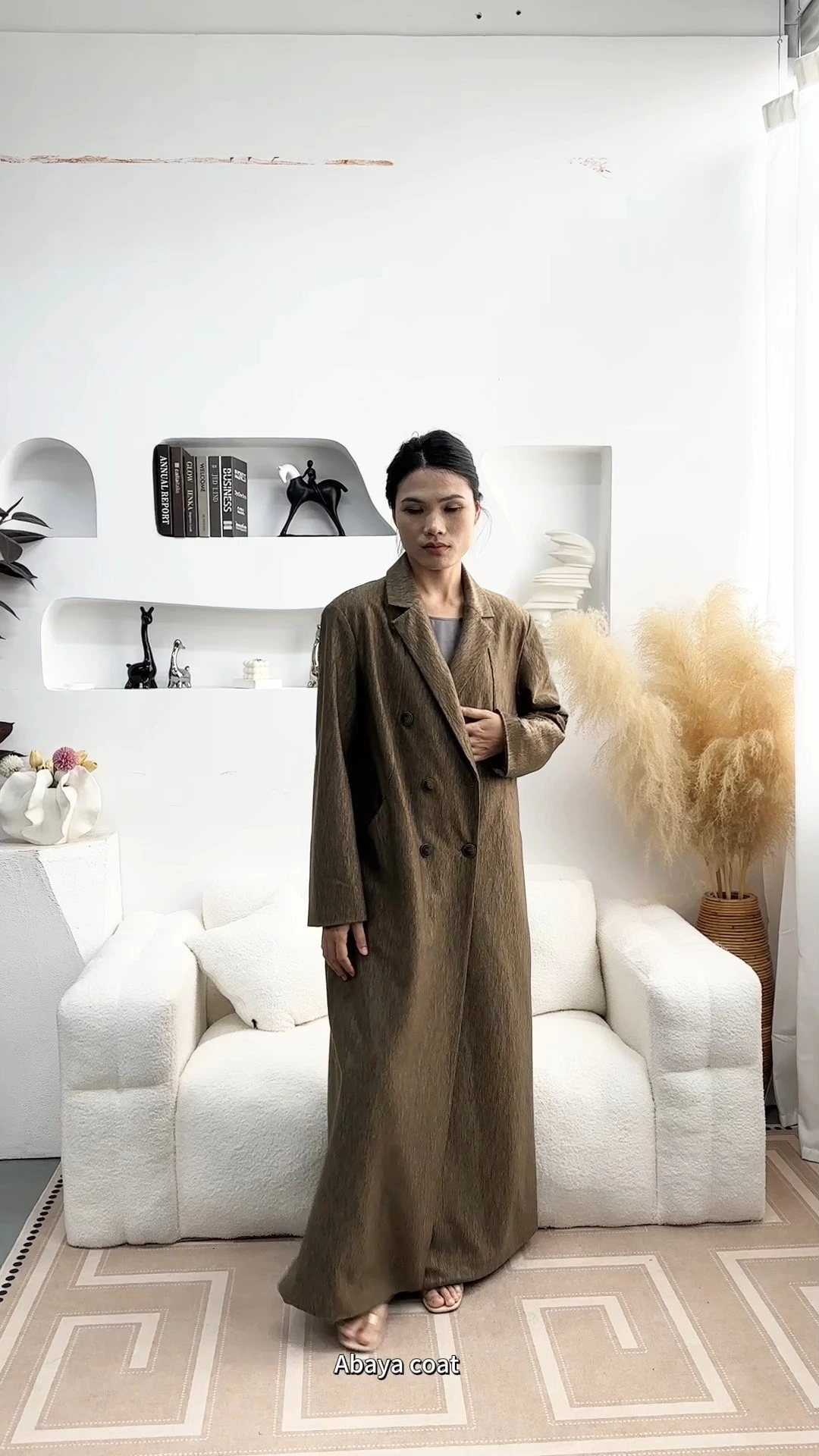 Muslim Coffee Abaya Overcoat 2026 New Design 1