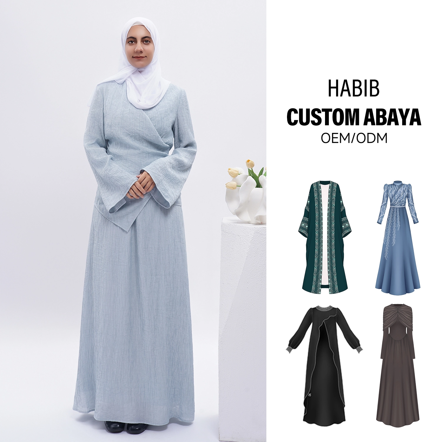 Co-ord Wrap Top Blouse and Skirt Solid Color Two Piece Set 1