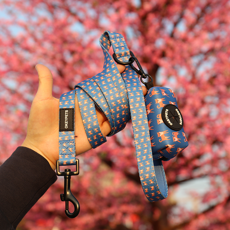 OKEYPETS Ensemble harnais et laisse de luxe personnalisé pour chiot, avec sac à déjections canines ajustable, bandana et néoprène respirant. 12