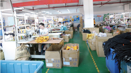 Workshop area where OKEYPETS harness sets are sewn and assembled under strict quality control