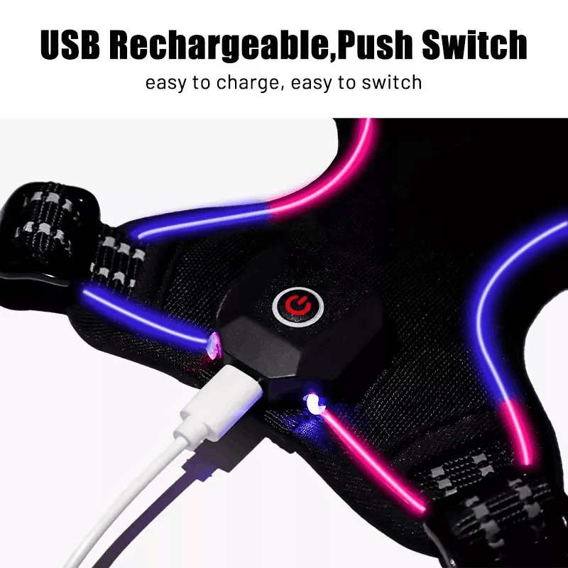 Harnais lumineux personnalisé OKEYPETS pour chien, harnais anti-traction à LED 13