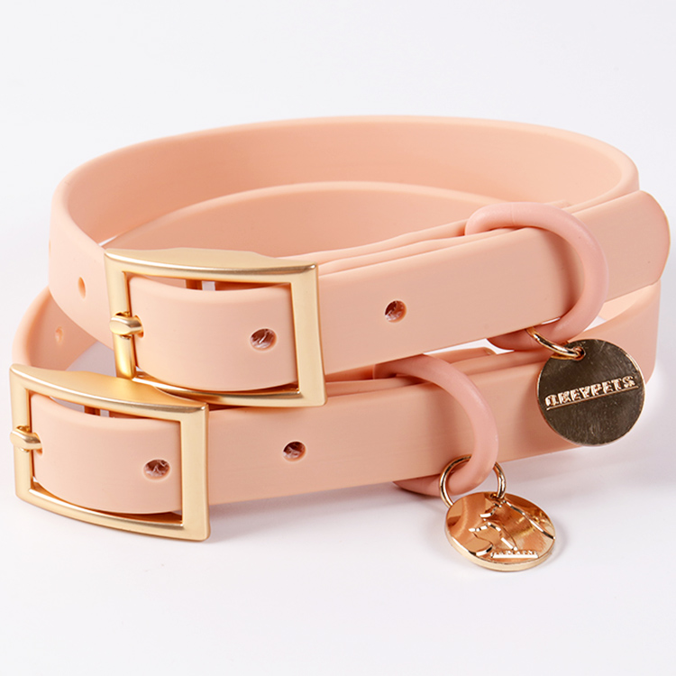 OKEYPETS Wholesale 7 Colors PVC Dog Collar Dog Leash  Custom Waterproof PVC Dog Lead Collar With Name Tag 16