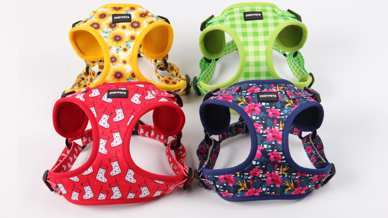 Ensemble harnais et laisse de luxe personnalisé pour chien, impression néoprène personnalisée, harnais facile à enfiler. 14