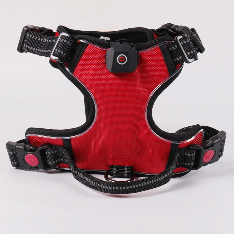 OKEYPETS, vente en gros de harnais pour chien rechargeable USB, sécurité pour animaux de compagnie, anti-traction, harnais LED pour chiens de taille moyenne. 14
