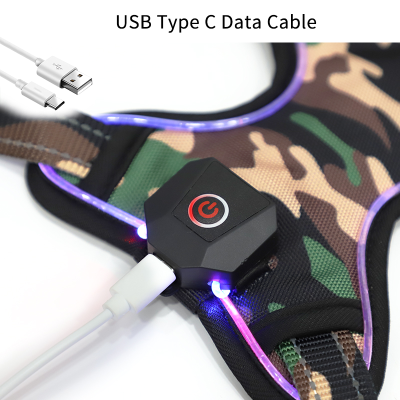 OKEYPETS, vente en gros de harnais pour chien rechargeable USB, sécurité pour animaux de compagnie, anti-traction, harnais LED pour chiens de taille moyenne. 10