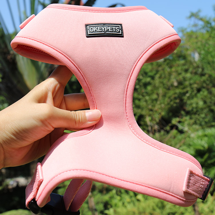 Harnais pour animaux de compagnie OKEYPETS en néoprène, couleur unie, avec rembourrage 10