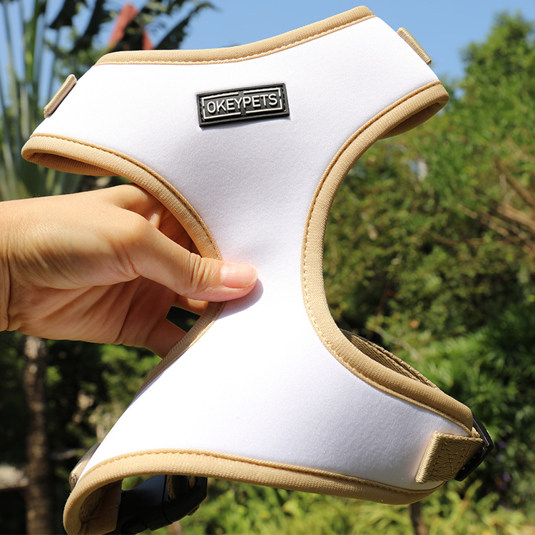 Harnais pour animaux de compagnie OKEYPETS en néoprène, couleur unie, avec rembourrage 12