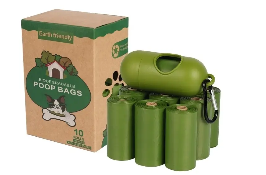 Ensemble de sacs à déjections canines biodégradables et écologiques avec distributeur de capsules 1