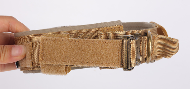 Collier tactique pour chien, collier militaire réglable en nylon avec laisse, poignée et boucle métallique robuste 11
