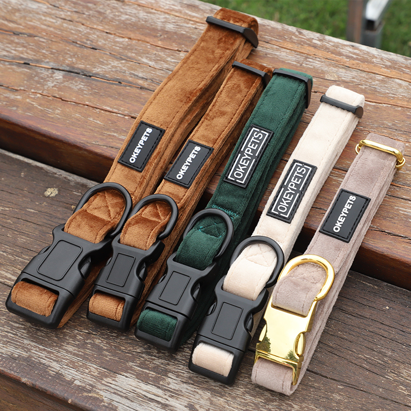 Collier pour chien en velours personnalisé, ajustable, avec logo personnalisé, idéal pour les promenades en extérieur. Fabriqué en Chine. 8