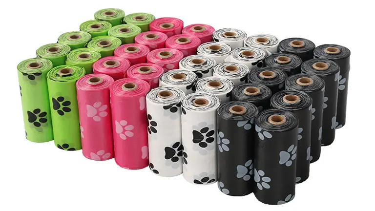 Distributeur en gros de sacs à déjections canines imperméables en plastique imprimé, écologiques et compostables. 1