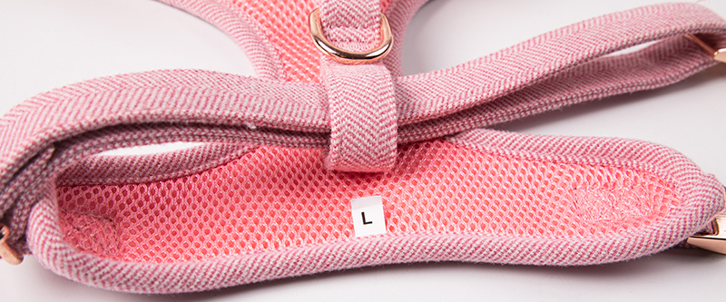 OKEYPETS Hurtowy zestaw regulowanych szelek dla psa, oddychających, wygodnych, wyściełanych siateczką, szelek i smyczy dla psa z tweedu 5