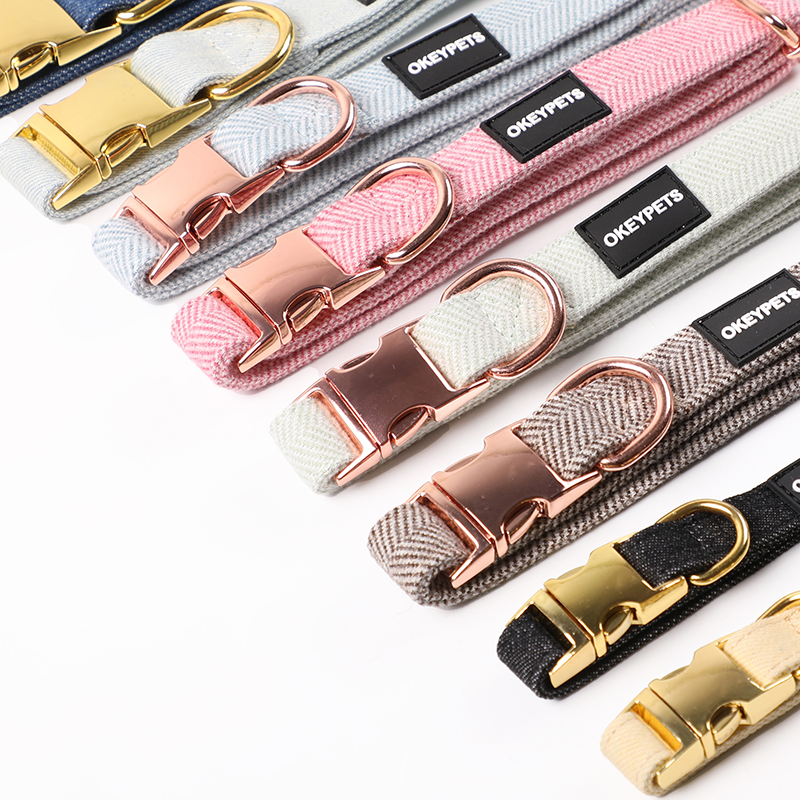 OKEYPETS Hurtowy zestaw regulowanych szelek dla psa, oddychających, wygodnych, wyściełanych siateczką, szelek i smyczy dla psa z tweedu 6