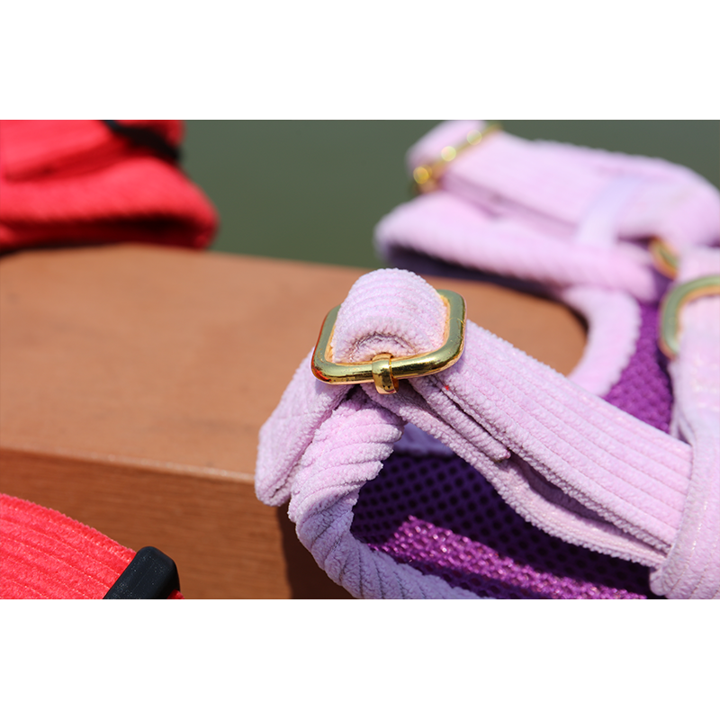 OKEYPETS ham de lux pentru câini și pisici, logo personalizat, ham de câine din catifea roz și roșie, cu suport pentru sac de rahat, set de lesă pentru zgardă și câine 14