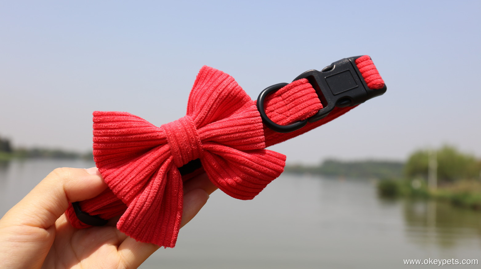 OKEYPETS Nœud papillon personnalisé en velours côtelé style marin, nœud papillon en denim sherpa 12