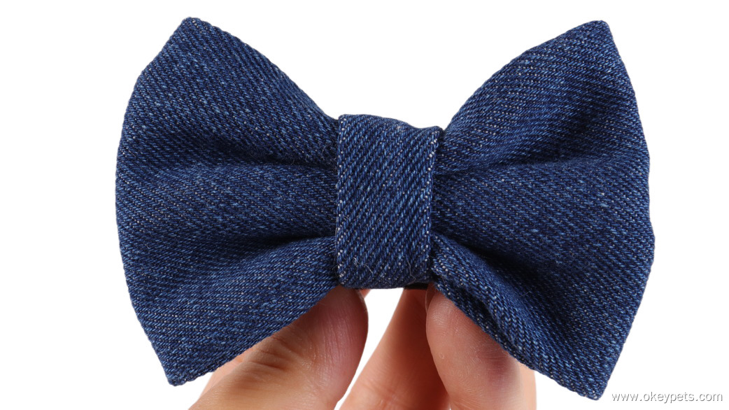OKEYPETS Nœud papillon personnalisé en velours côtelé style marin, nœud papillon en denim sherpa 13