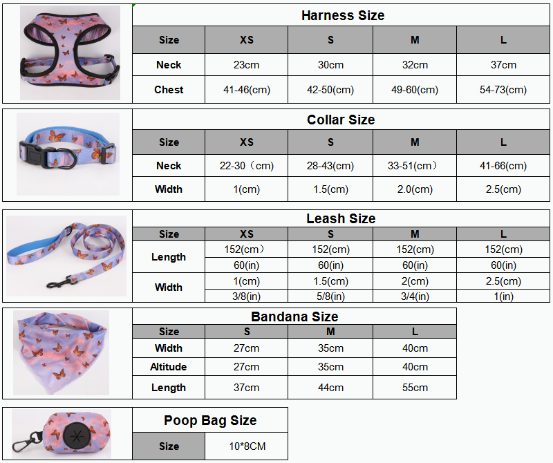 OKEYPETS Ensemble harnais pour chien souple et réglable avec bandana et porte-sacs à déjections canines en néoprène 6