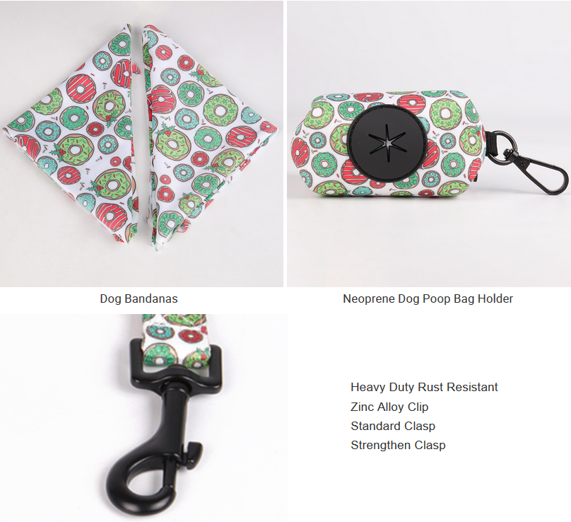 Neoprene Reversible Dog Harness Set with Matching Collar Leash Bow Tie - OKEYPETS 11