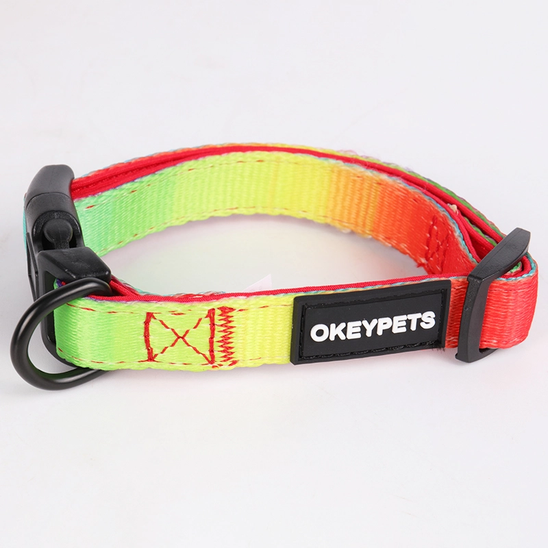 OKEYPETS Ensemble harnais pour chien arc-en-ciel double couche en maille 11