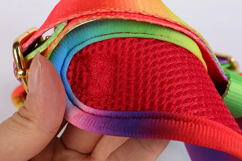 OKEYPETS Ensemble harnais et laisse arc-en-ciel pour chien, design imprimé, sécurité, réglable, respirant, en maille aérée. 18