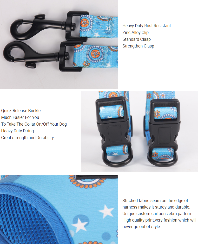 Fabricant OEM et ODM de harnais pour chiens, ensemble harnais-gilet en polyester avec collier/nœud papillon. 11